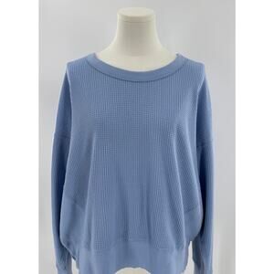 Aerie Offline Blue Waffle Top Oversized Thermal Top Long Sleeve Cotton Small